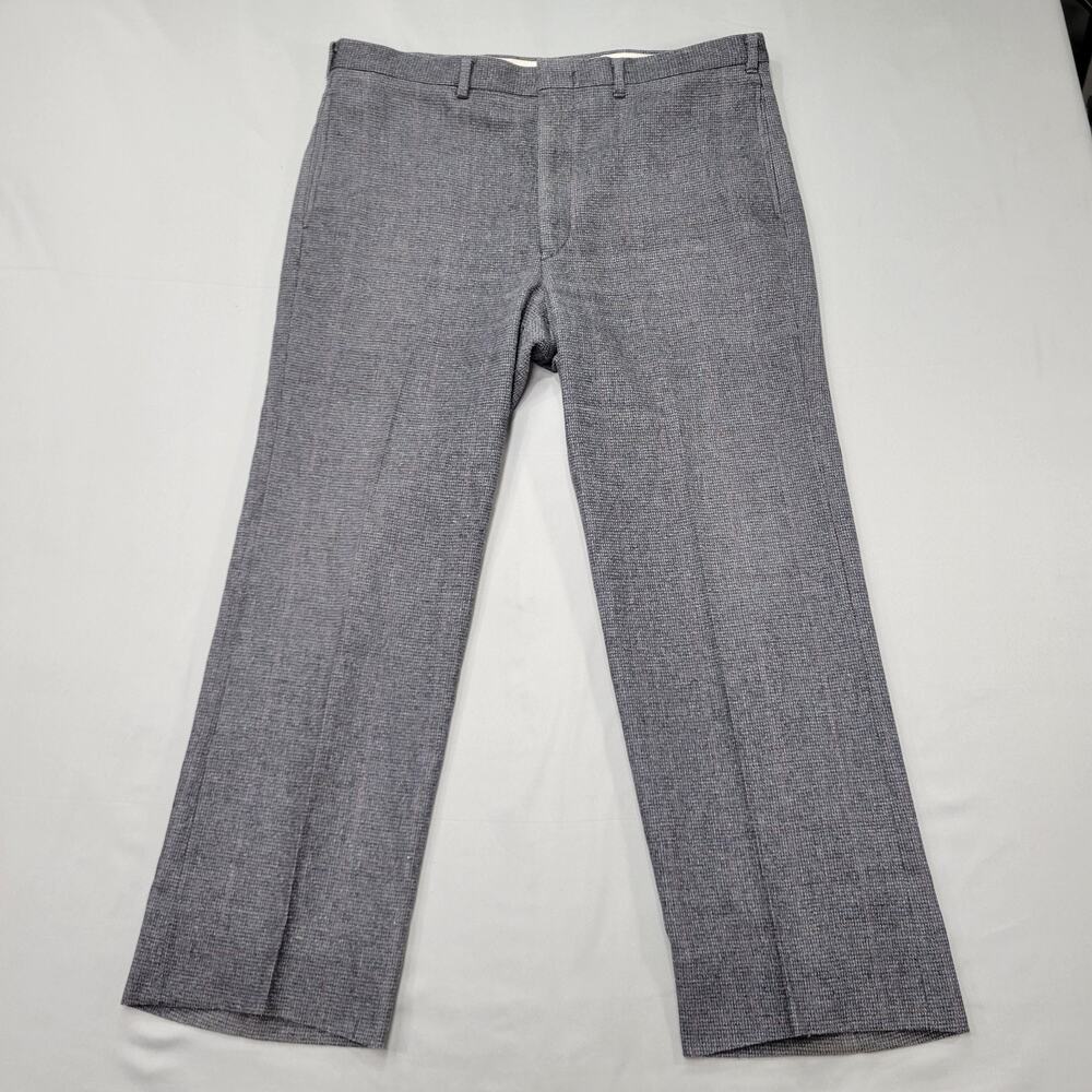 Adams Row Mens 38x27 Wool Dress Trousers Micro Check Tailored Classic Fit Office
